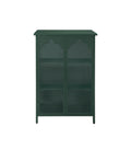 2 Doors Metal Storage Cabinet,Display Cabinet With Glass Doors,Metal Kitchen Sideboard Buffet Cabinet,Glass Storage Cabinet For Dining Room,Living Room,Bedroom Dark Green Modern Iron