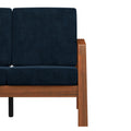 The Pali Sofa Navy Brown Velvet Wood Mid Century Modern Polyester 3 Seat