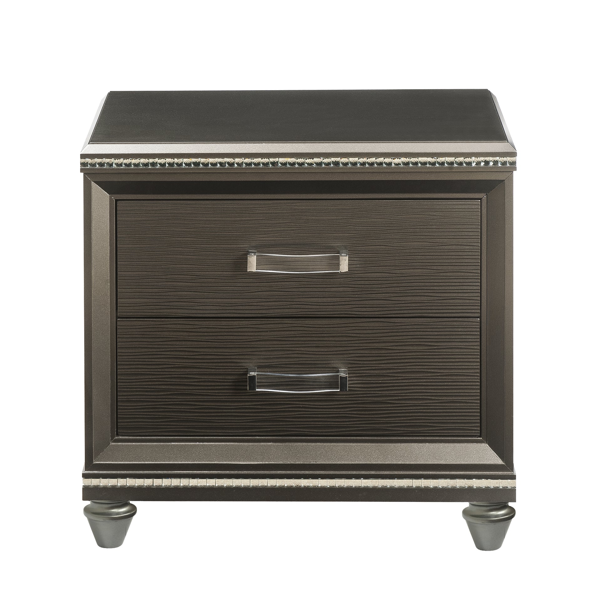 Dark Champagne 2 Drawer Nightstand Champagne 2 Drawers Bedroom Rectangle Felt Lined Drawers Solid Wood Mdf