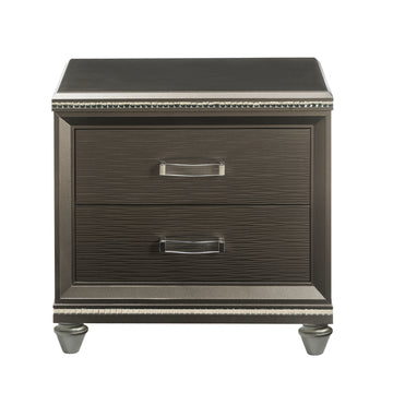 Dark Champagne 2 Drawer Nightstand Champagne 2 Drawers Bedroom Rectangle Felt Lined Drawers Solid Wood Mdf