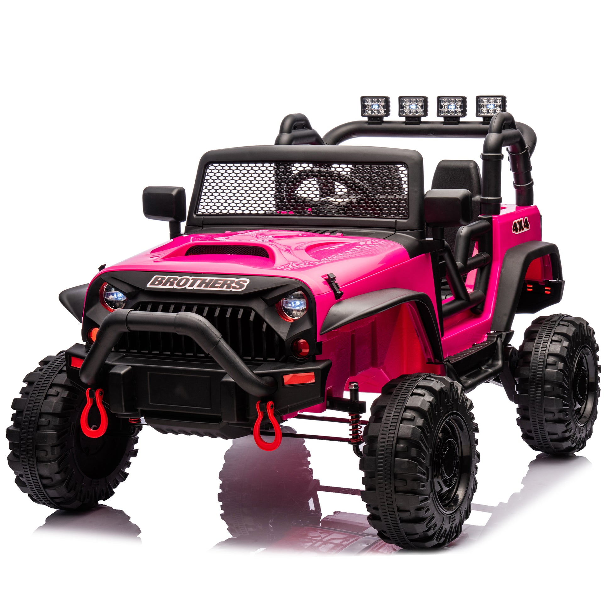 24V Kids Ride On 400W Electric Toy Car W Parents Control,Four Wheel Suspension,Front And Rear Led Searchlight,With Bluetooth,Mp3,Usb,Music,Volume Adjustment,Light Control And Power Display For Kids 3 Rose Red Polypropylene