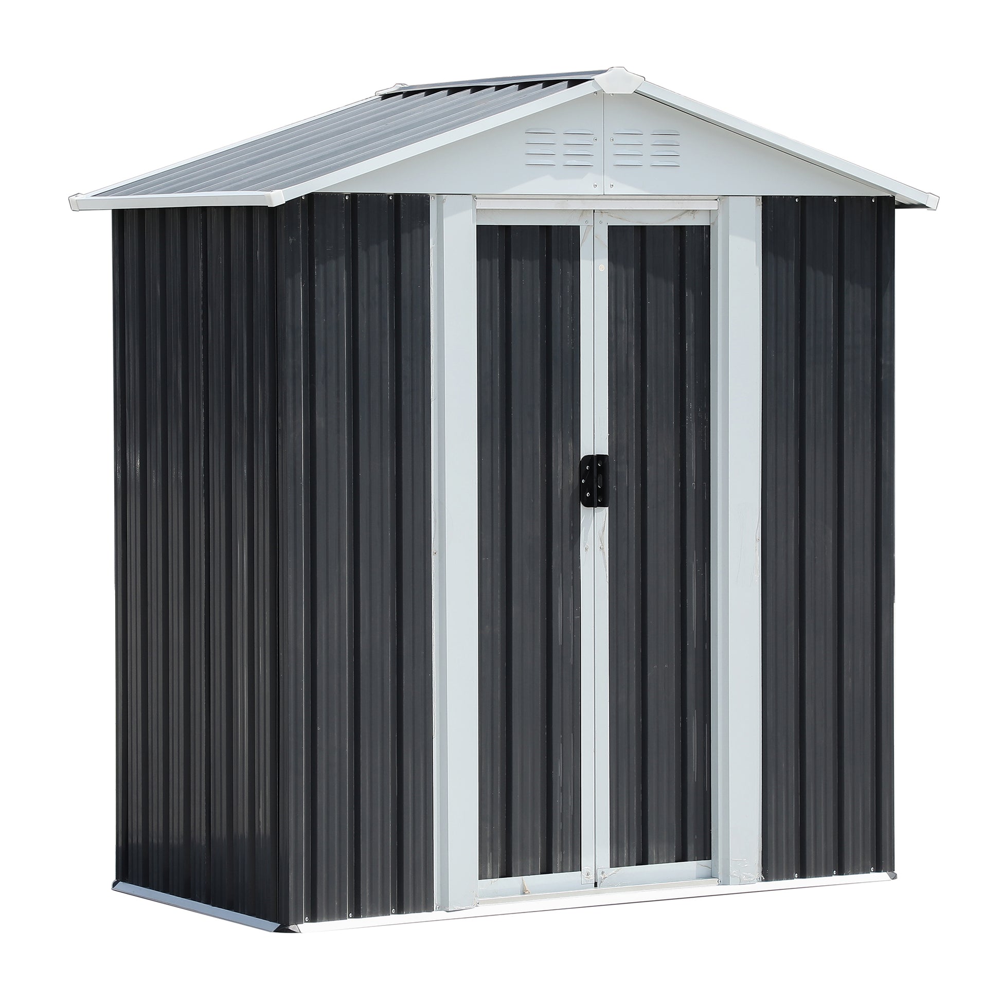 Outdoor Waterproof Garden Tool Storage Sheds 5Ftx3Ft Apex Roof Grey With Aluminum Alloy Frame And Sliding Doors Grey Garden & Outdoor Metal