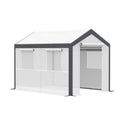 Outsunny 10' X 7' X 7' Walk In Greenhouse, Outdoor Garden Warm Hot House With 4 Roll Up Windows, 2 Zippered Doors And Weather Cover, White White Steel