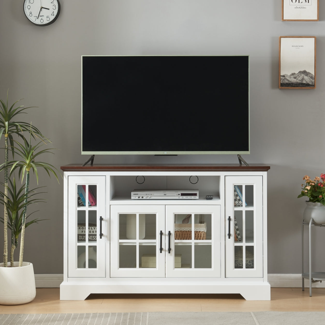 Buffet Table Sideboard With 4 Doors White Adjustabel Shelves Mdf