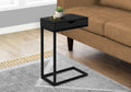 Accent Table, C Shaped, End, Side, Snack, Storage Drawer, Living Room, Bedroom, Black Laminate, Black Metal, Contemporary, Modern Black Metal