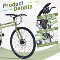 21 Speed Hybrid Bike Disc Brake 700C Road Bike For Men Women'S City Bicycle Cycling Green Garden & Outdoor Aluminium