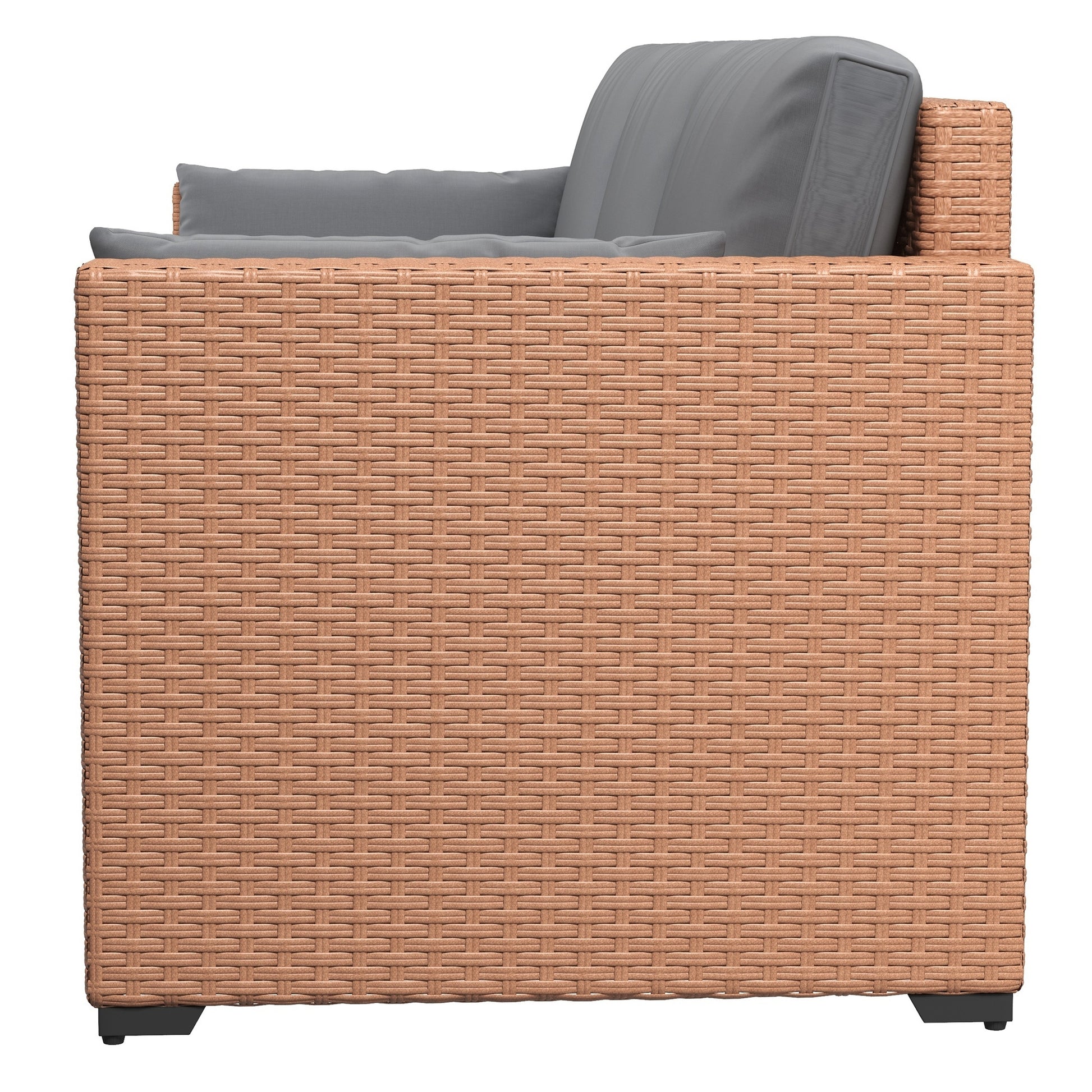 Outsunny Wicker Patio Couch, Pe Rattan 3 Seat Sofa, Outdoor Furniture With Deep Seating, Cushions, Steel Frame, Sand Brown Steel