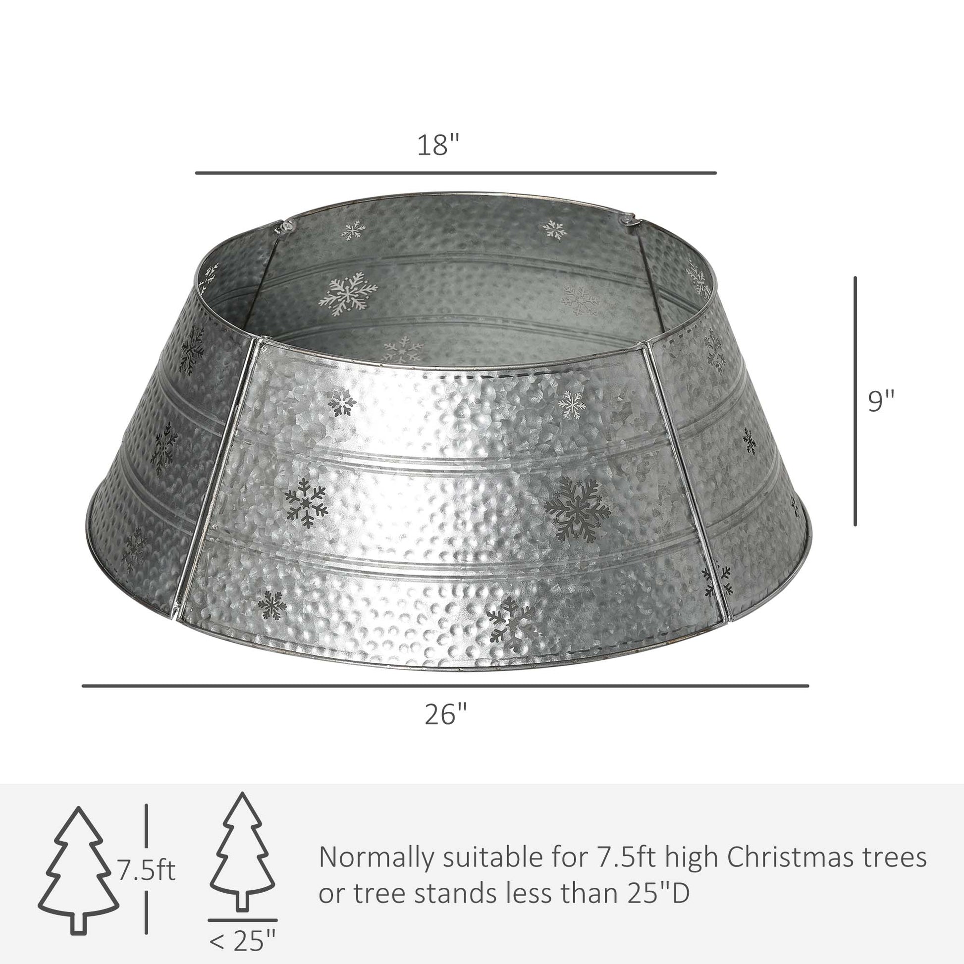 Homcom Christmas Tree Collar, Steel Tree Ring Skirt, Home Xmas Decoration For Christmas Tree, 26" X 26" X 9", Bright Silver Silver Steel