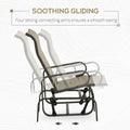 Outsunny Outdoor Glider Chair, Gliders For Outside Patio With Smooth Rocking Mechanism And Lightweight Construction For Backyard, Tan Brown Steel