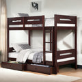 Espresso Twin Twin Bunk Bed With Ladder Espresso Bedroom Contemporary Wood