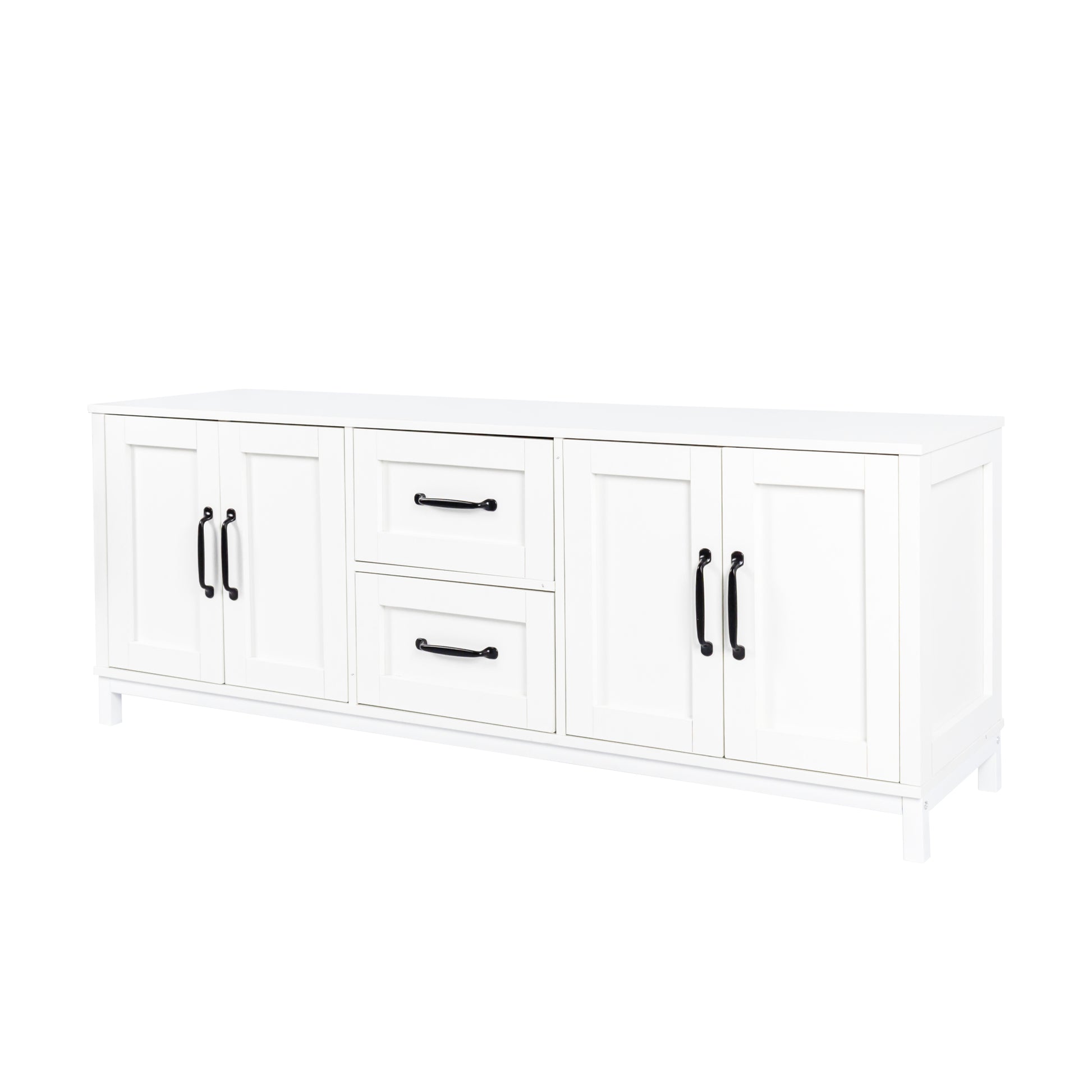 Modern White Tv Stand With Drawers And Cabinet For Organized Entertainment Center White 60 69 Inches Particle Board Mdf