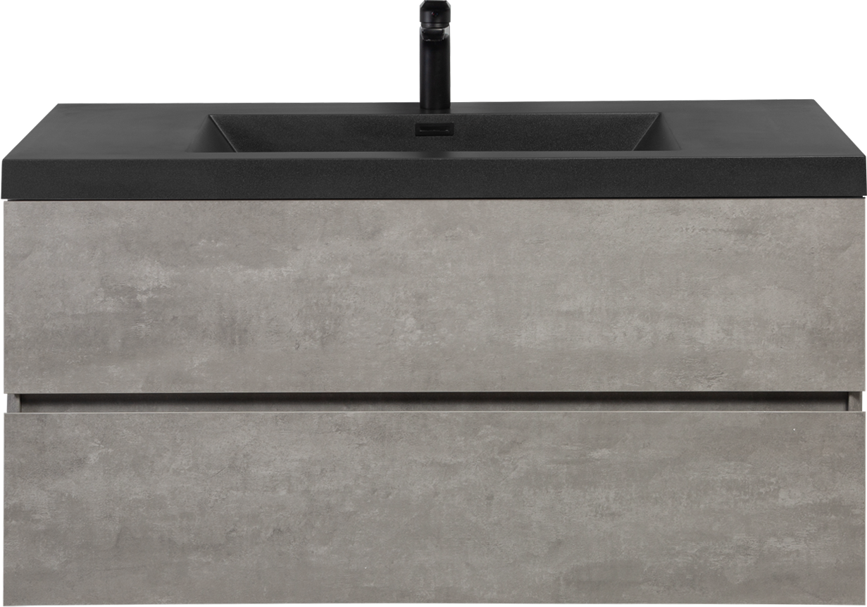 42" Floating Bathroom Vanity With Sink, Modern Wall Mounted Bathroom Storage Vanity Cabinet With Black Quartz Sand Top Basin And Soft Close Drawers, Grey 24V12 42Gr 2 Grey Wall Mounted Melamine