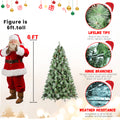 9Ft Scotch Pine Christmas Tree, Premium Frosted Pre Decorated Artificial Holiday Decor W 2,518 Branch Tips, Xmas Trees For Holiday Party Decoration Green Polyvinyl Chloride