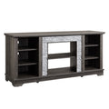 Mantel Stone Tv Media Stand With With Faux Stacked Stone Surround, Modern Entertainment Console With Open Storage Space,Grey, 58.31