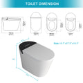 Smart Toilet With Bidet Built In, Auto Open & Close, Elongated Heated Seat, Foot Sensor Flush, Led Display, Warm Water Wash, Dryer, Night Light White Ceramic