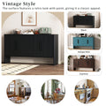 4 Door Large Storage Retro Sideboard With Adjustable Shelves And Long Handles For Kitchen, Dining Room And Living Room Black Black Mdf