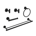 5 Piece Bathroom Towel Rack Set Wall Mount Matte Black Aluminium