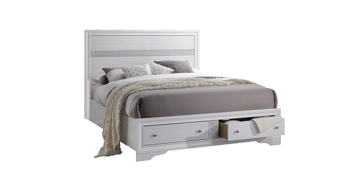 Matrix Traditional Style Full Size Storage Bed Made With Wood In White Box Spring Not Required Full White Wood Bedroom Traditional Storage Included Solid Wood Mdf Wood