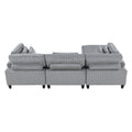 Living Room Furniture 4 Piece Modular Sectional Sofa Set Gray Corduroy Soft Cushion Pillows Solid Wood Legs Gray Corduroy Wood Primary Living Space Contemporary,Modern Modular Plywood,Solid Wood 4