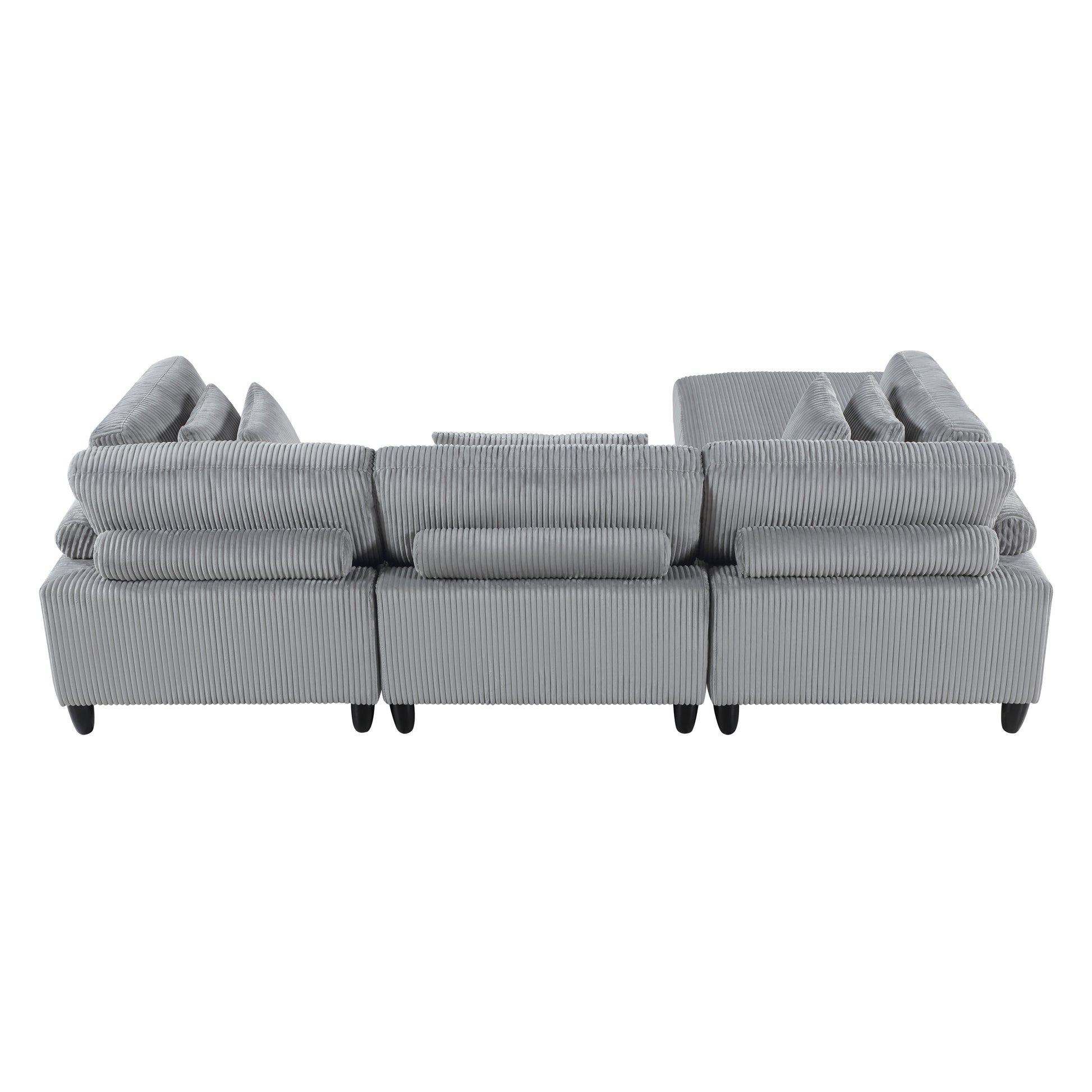 Living Room Furniture 4 Piece Modular Sectional Sofa Set Gray Corduroy Soft Cushion Pillows Solid Wood Legs Gray Corduroy Wood Primary Living Space Contemporary,Modern Modular Plywood,Solid Wood 4