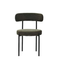 Green Boucle Dining Chairs Set Of 2,Mid Century Modern Curved Backrest Chair,Round Upholstered Kitchen Chairs Metal Green Dining Room Round Modern Dining Chairs Velvet
