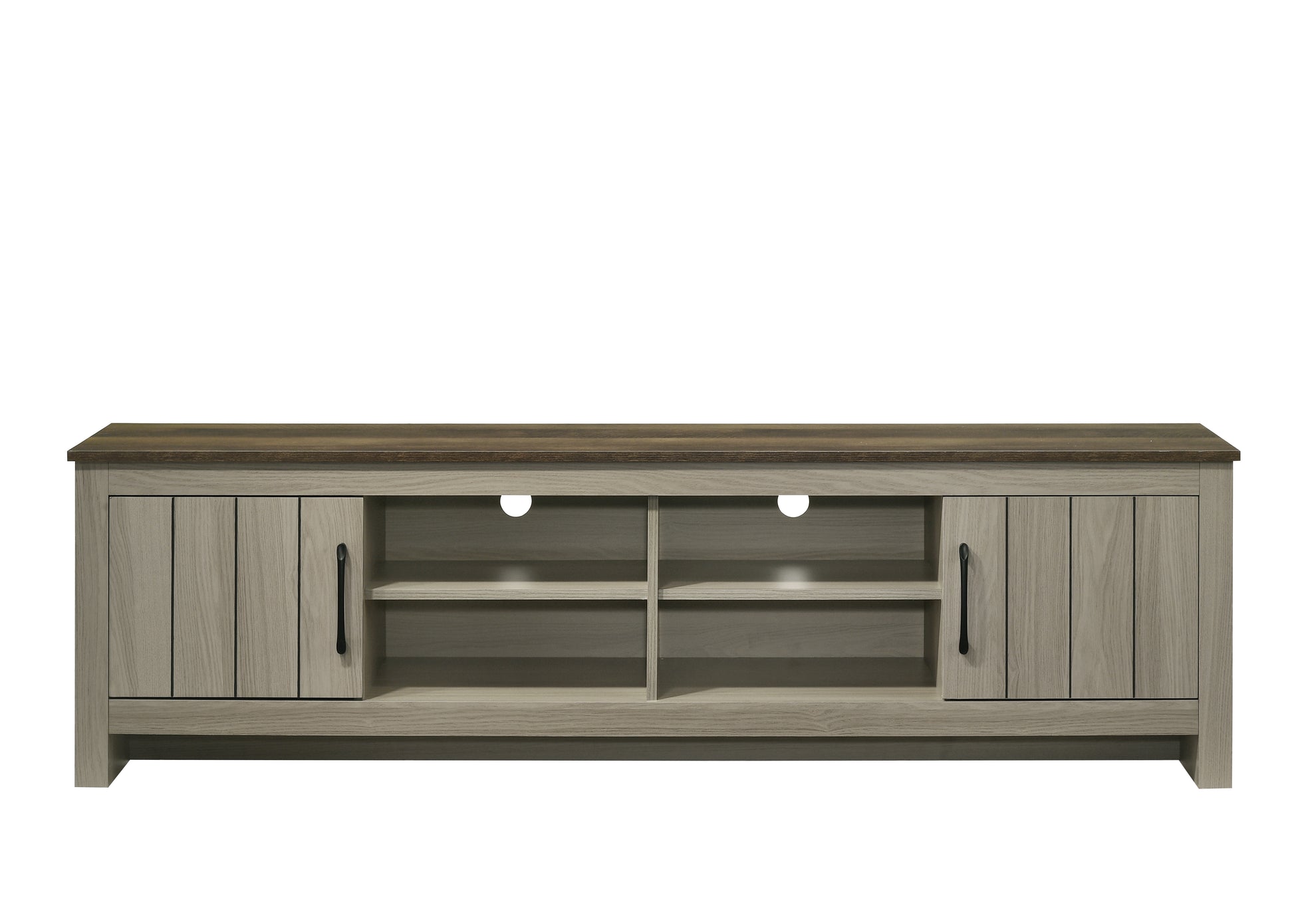 Nyla 68.5"W Gray Oak Tv Stand With Shelves And Cabinet Doors Gray 60 69 Inches Wood
