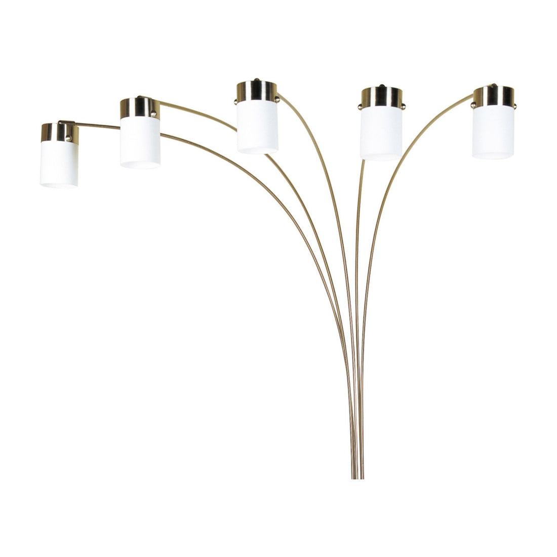 84" Tall Metal Floor Lamp With Nickel Finish And 5 White Shaded Arches Multicolor Metal