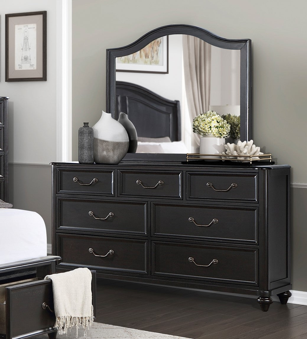 Charcoal Brown Finish Traditional Bedroom Furniture 1Pc Dresser Of 7 Drawers Antique Handles Classic Design Brown Mix Classic,Traditional Wood