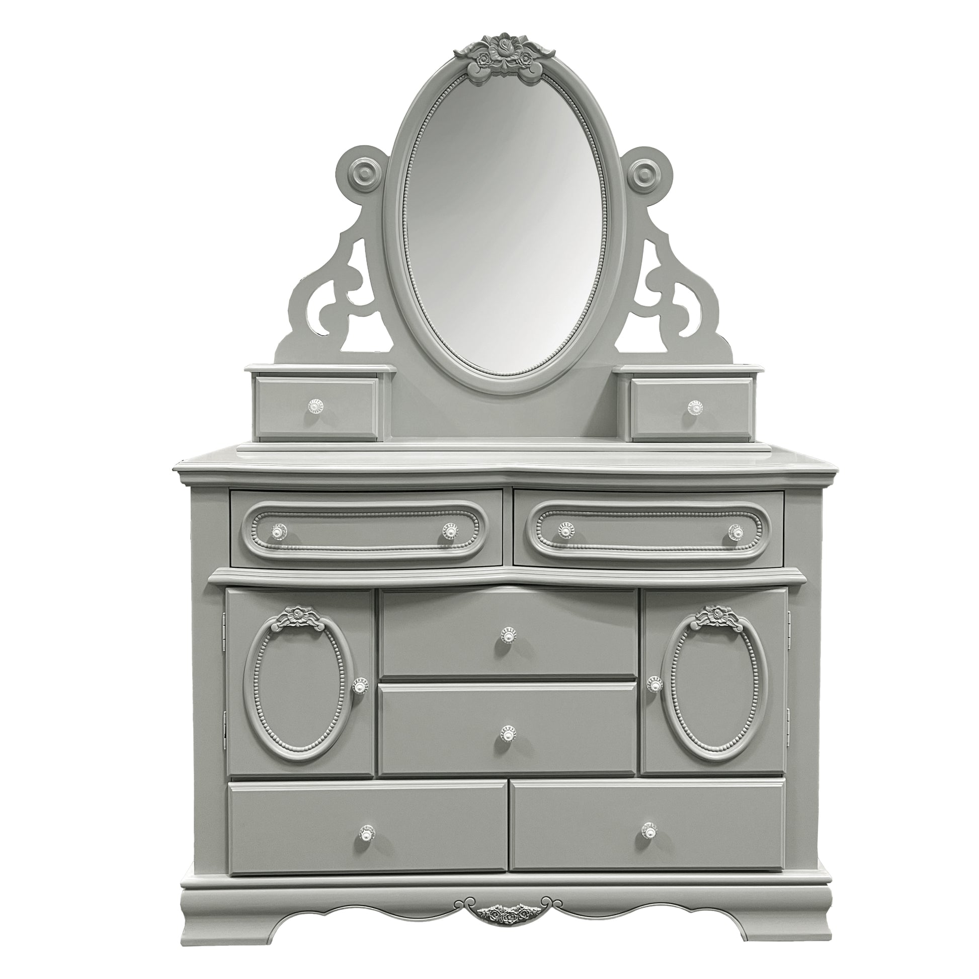 Flora Jewelry Mirror, Gray Finish Bd02206 Gray Mirror