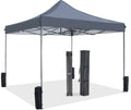 10 X 10Ft Pop Up Canopy Tent Easy Setup Outdoor Shade Instant Portable Sun Shelter Canopy Tent For Parties Camping Beach,Gray Gray Pe Rattan Iron Waterproof Fabric