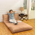 Large Folding Matress Sofa Bean Bag Bed, Foam Filling Folding Matress Sofa, Includes Removable And Machine Washable Cover, Soft Premium Faux Fur Brown Soft Casual,Modern Foam Velvet
