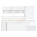 Twin Size Wooden Loft Bed Big Storage With Under Bed Desk, With Drawers, With Shelves, White Twin White Plywood