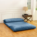 Large Folding Matress Sofa Bean Bag Bed, Foam Filling Folding Matress Sofa, Includes Removable And Machine Washable Cover, Soft Premium Faux Fur Blue Primary Living Space Soft Casual,Modern Foam Velvet
