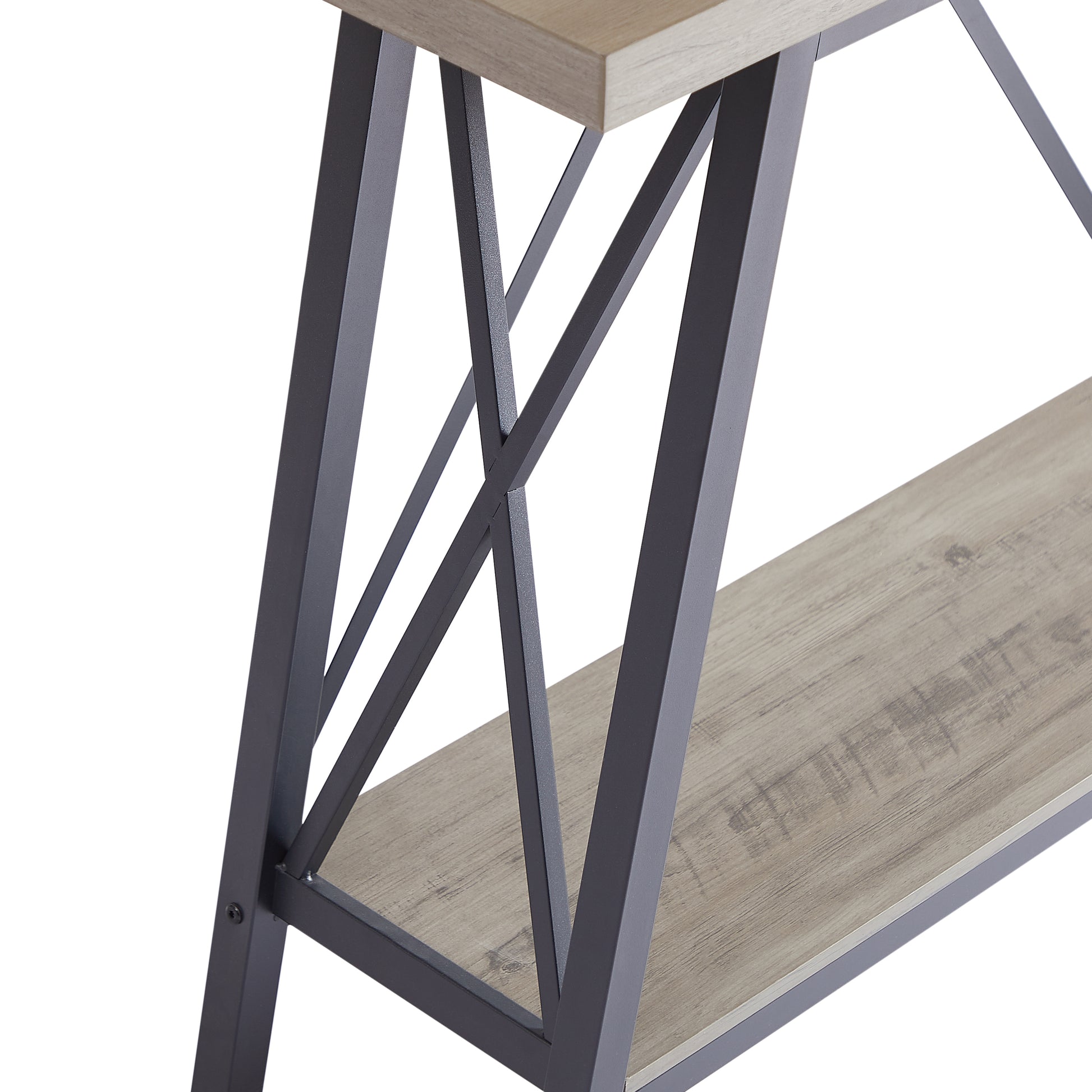 70.9 Inch Extra Long Sofa Table, Console Behind Sofa, Entryway Table With 2 Tier Storage Shelves For Hallways, Living Rooms,Foyers,Entryways,Banquet Rooms,Rustic Gray And Black, 70.9 L X 11.8"W X