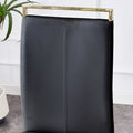 Table And Chair Set.Modern Rectangular Dining Table With Black Textured Stickers Glass Tabletop And Gold Plated Metal Legs.Paried With 4 Comfortable Chairs With Pu Seats And Golden Metal Legs. Black Gold Seats 4 Glass Metal