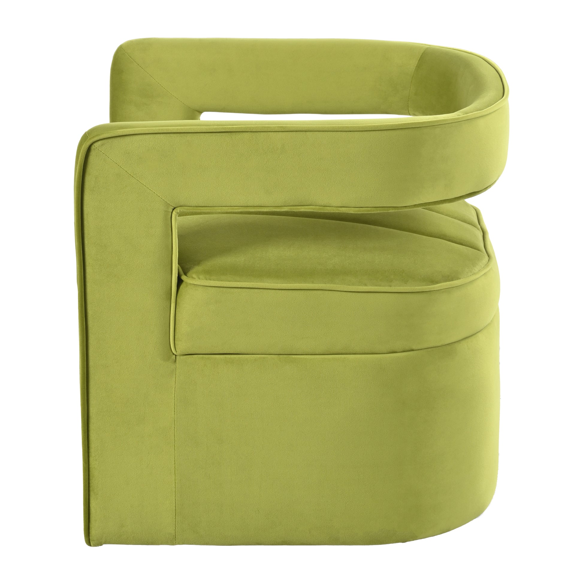 Modern Velvet Accent Chair With Ribbed Detail, Luxury Curved Fully Upholstered Accent Chair, Green No Assembly Needed Green Velvet