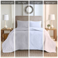 3 Piece Reversible Bedspread Set White King Cal King King White Polyester