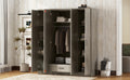 4 Door Wardrobe With 1 Drawer, Gray Grey Gray Bedroom Contemporary Mdf