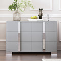 Elegant Modern Dresser With Metal Handle,Mirrored Storage Cabinet With 6 Drawers For Bedroom,Living Room,Grey Grey Mdf Metal