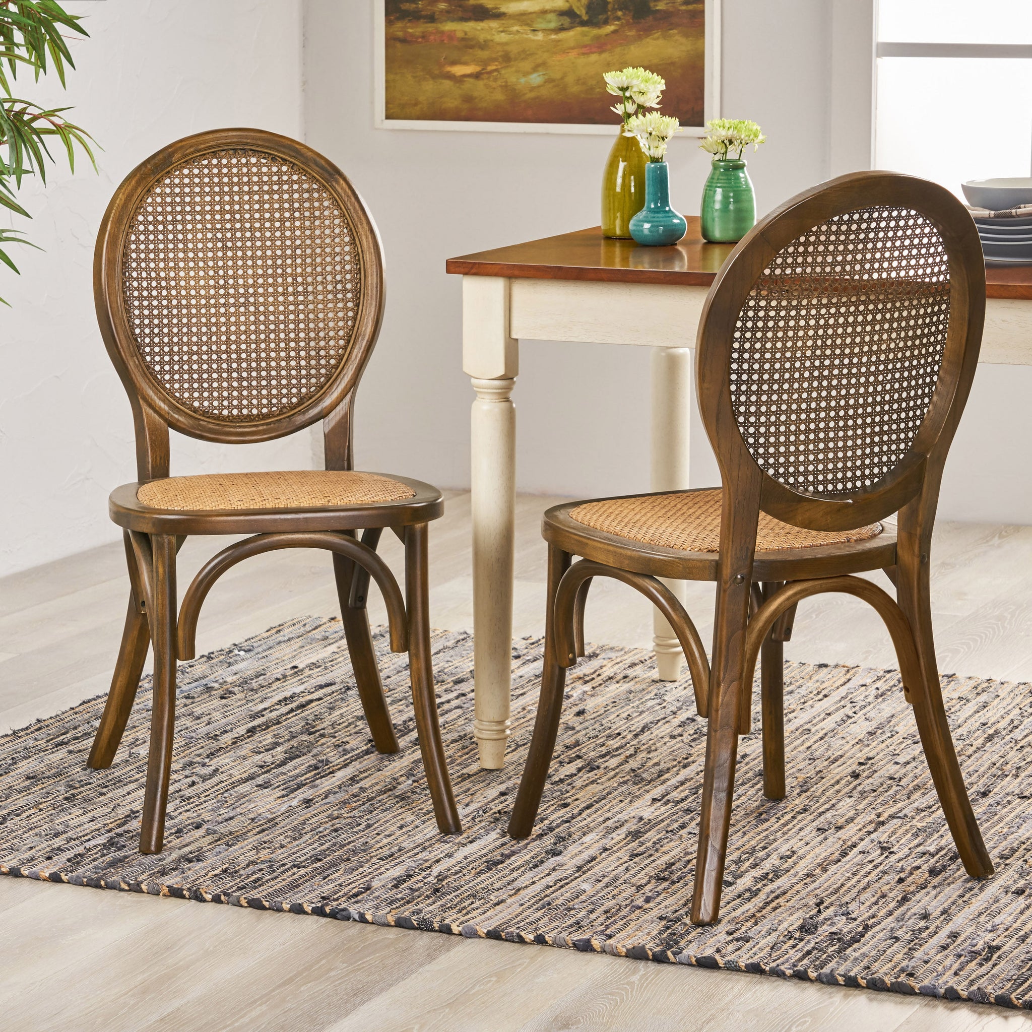 Dining Chair Brown Rattan