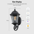 Outdoor Waterproof Glass Retro Wall Lamp Supports Multiple Types Of Light Bulbs 2 Pack With Light Sense Black Traditional Glass