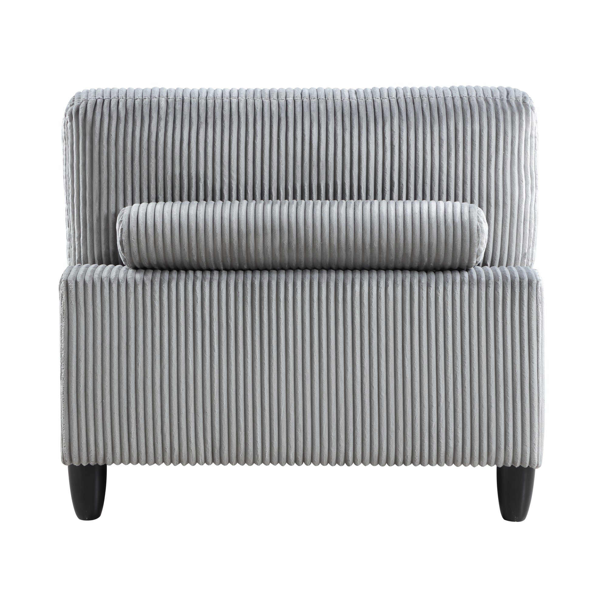 6Pc Modular Sectional Set Gray Corduroy Upholstery 3X Armless Chairs 2X Corner Seats 1X Ottoman Pillows Living Room Furniture Gray Corduroy Wood Primary Living Space Contemporary,Modern Modular