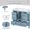 36'' Bathroom Vanity With Resin Sink Combo, Solid Wood Frame Bathroom Storage Cabinet, Freestanding Vanity Set With 5 Drawers& Soft Closing Doors Same As N710S136002M Blue Bathroom Solid Wood Mdf Resin