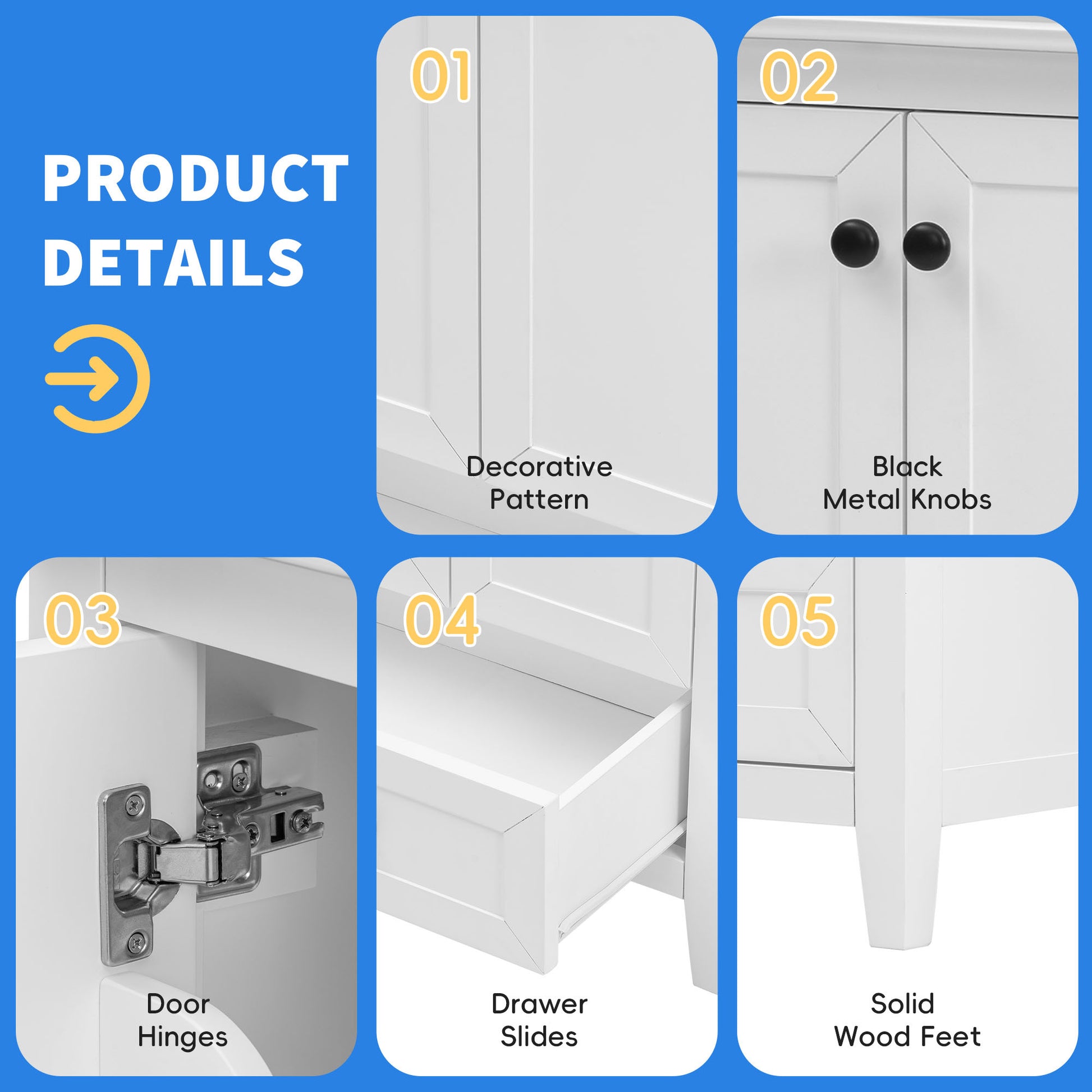 24" Bathroom Vanity With Sink, Bathroom Vanity Cabinet With One Drawer And Doors, Solid Wood And Mdf, White White Solid Wood Mdf