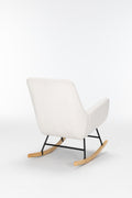 Rocking Chair Nursery, Teddy Upholstered Glider Rocker With High Backrest, Reading Chair Modern Rocking Accent Chairs Glider Recliner For Living Room, Nursery, Bedroom Cream Velvet