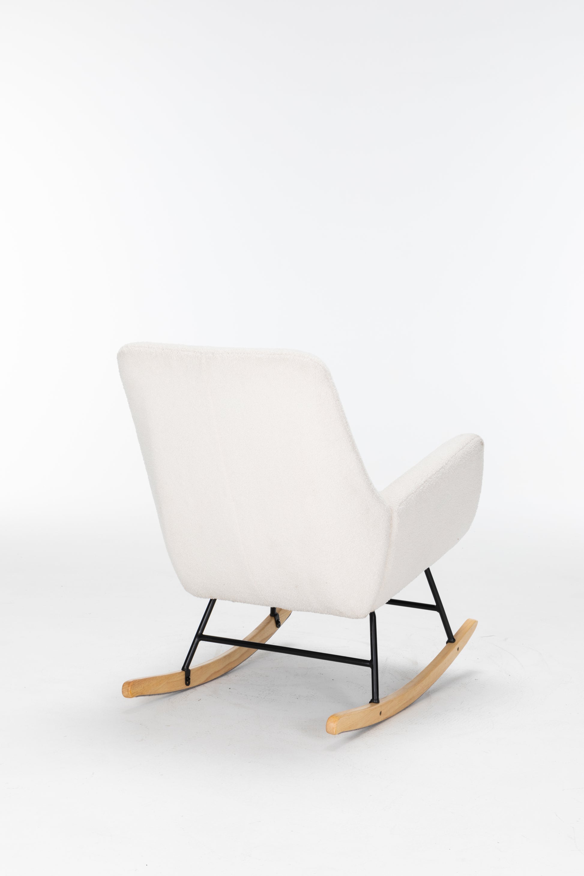 Rocking Chair Nursery, Teddy Upholstered Glider Rocker With High Backrest, Reading Chair Modern Rocking Accent Chairs Glider Recliner For Living Room, Nursery, Bedroom Cream Velvet