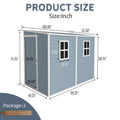 8X4Ft Outdoor Storage Shed With Floor Resin Shed With Two Window, Waterproof ,Lockable Doors For Patio,Yard,Lawn Gray Grey Polypropylene