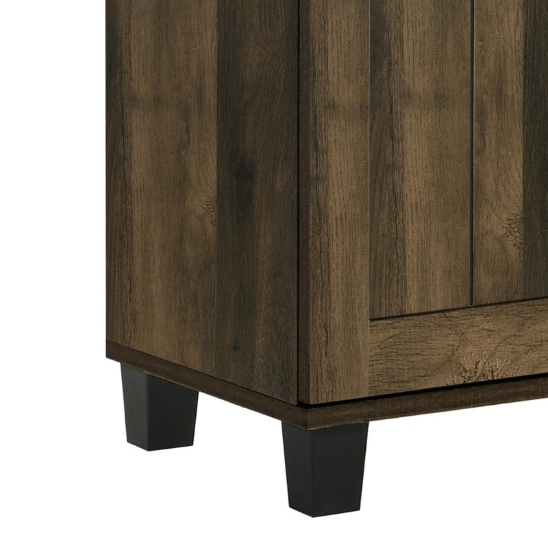 Corby 45"W Dark Dusty Oak Finish 3 Door Shoe Cabinet Dark Oak Particle Board