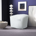 Mira White Velvet Swivel Chair White Brown Wood Plush Fabric,Solid Wood