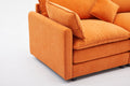 Modular Sectional Sofa, 3 Seater Sofa With Ottoman, Modern L Shaped Sofa For Living Room Bedroom Apartment Orange Wood Fabric 4 Seat